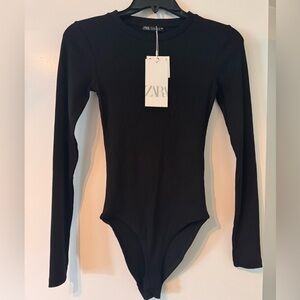 Zara Jet Black Long Sleeve Bodysuit